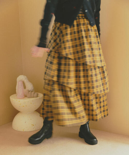 N.（N. Natural Beauty Basic）（エヌエヌナチュラルビューティーベーシック）の「ランダムティアードチェックスカート（スカート・レディース・イエロー系その他/ブルー系その他・MEDIUM）」の2枚目の写真