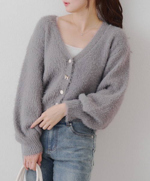 Another Branch olive des olive(アナザーブランチオリーブデオリーブ)の「ラメフェザー色々釦カーディガン(カーディガン/ボレロ・レディース・チャコールグレー/ピンクベージュ/アイボリー/ボルドー・FREE)」の18枚目の写真