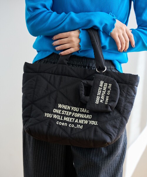 coen（コーエン）の「ロゴ刺繍 幾何柄 キルトランチトートバッグ（トートバッグ・レディース・シルバー/その他2/レッド/その他4・FREE）」の3枚目の写真