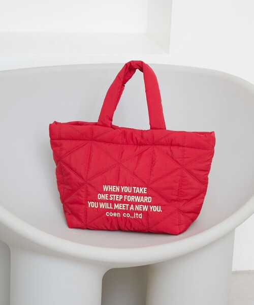 coen（コーエン）の「ロゴ刺繍 幾何柄 キルトランチトートバッグ（トートバッグ・レディース・シルバー/その他2/レッド/その他4・FREE）」の2枚目の写真