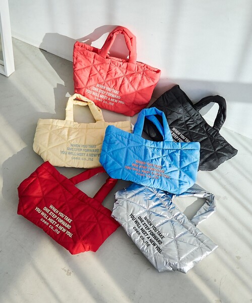 coen（コーエン）の「ロゴ刺繍 幾何柄 キルトランチトートバッグ（トートバッグ・レディース・シルバー/その他2/レッド/その他4・FREE）」の5枚目の写真