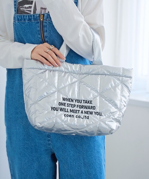 coen（コーエン）の「ロゴ刺繍 幾何柄 キルトランチトートバッグ（トートバッグ・レディース・シルバー/その他2/レッド/その他4・FREE）」の6枚目の写真