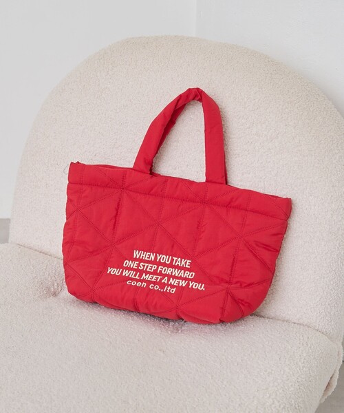 coen（コーエン）の「ロゴ刺繍 幾何柄 キルトランチトートバッグ（トートバッグ・レディース・シルバー/その他2/レッド/その他4・FREE）」の9枚目の写真