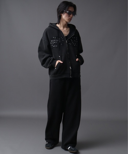 SEQUENZ(シークエンズ)の「【SEQUENZ(シークエンズ)】APPLIQUE APPLIQUE FADE SWEAT PANTS(スウェットパンツ・メンズ・ブラウン/レッド/グレー/ブルー/ブラック・S/M/L)」の13枚目の写真