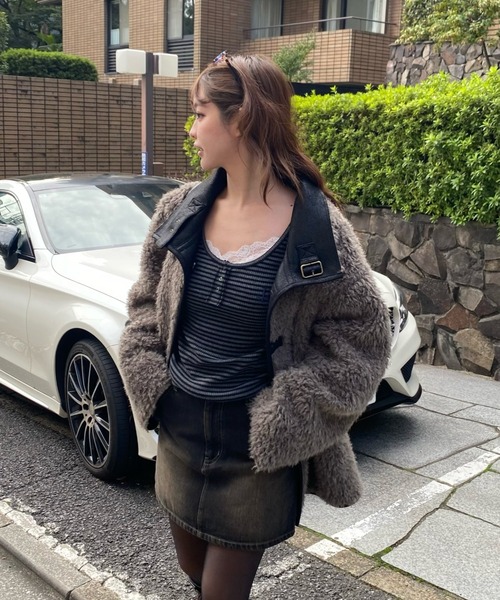 RAY CASSIN（レイカズン）の「ピグメントデニムミニスカート（スカート・レディース・ネイビー/ブルー/ブラウン/ブラック・M/L）」の10枚目の写真