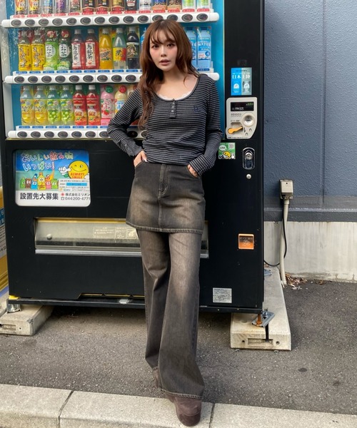 RAY CASSIN（レイカズン）の「ピグメントデニムミニスカート（スカート・レディース・ネイビー/ブルー/ブラウン/ブラック・M/L）」の14枚目の写真