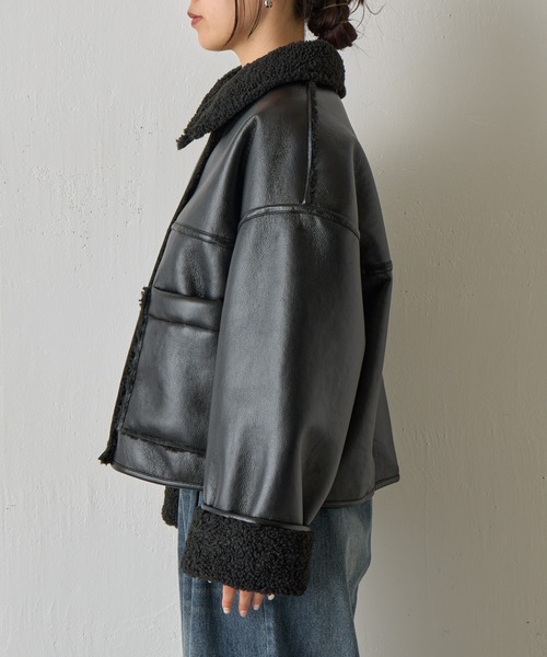 セール】フェイクレザームートンブルゾン（ムートンコート）｜COLONY