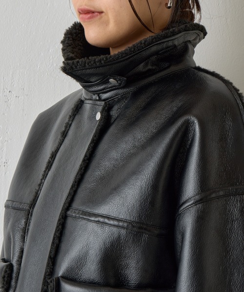 セール】フェイクレザームートンブルゾン（ムートンコート）｜COLONY