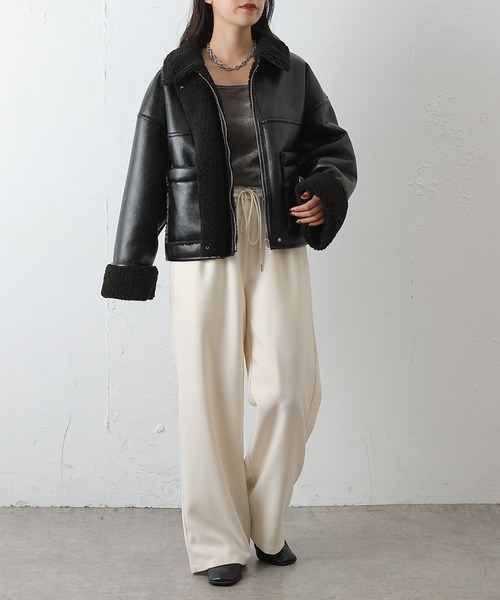 セール】フェイクレザームートンブルゾン（ムートンコート）｜COLONY