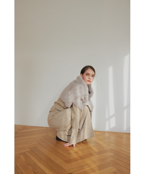 celon(セロン)の「hook rib knit skirt(スカート・レディース・アイボリー/チャコールグレー・FREE)」の5枚目の写真
