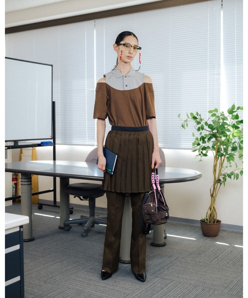 NON TOKYO（ノントーキョー）の「NON TOKYO/ノントーキョー/フレアスラックス（スラックス・レディース・ネイビー/ブラウン・1/2）」の3枚目の写真