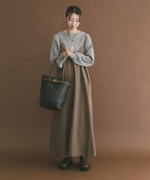 ITEMS URBANRESEARCH（アイテムズ アーバンリサーチ）の「ウールライクキャミワンピース（ワンピース・レディース・キャメル/ブラック/ブラック系その他・FREE）」の7枚目の写真