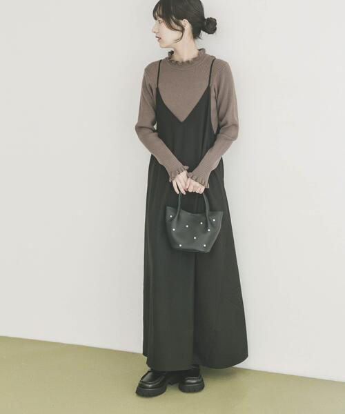 ITEMS URBANRESEARCH（アイテムズ アーバンリサーチ）の「ウールライクキャミワンピース（ワンピース・レディース・キャメル/ブラック/ブラック系その他・FREE）」の13枚目の写真