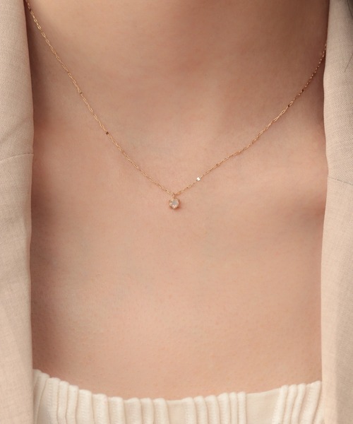 NOIR DE POUPEE（ノワールドプーペ）の「【WEB限定】K10 誕生石 ネックレス（ネックレス・レディース・ラベンダー/ホワイト系その他/ライトピンク/グリーン系その他/バーガンディー/グリーン/ピンク/イエロー/ブルー/ホワイト/ライトブルー/パープル・FREE）」の3枚目の写真