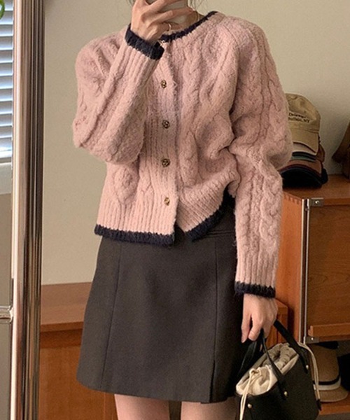 c.u.l（シーユーエル）の「ケーブル ニット ボレロ カーディガン culw867（カーディガン/ボレロ・レディース・ピンク/アイボリー・FREE）」の2枚目の写真