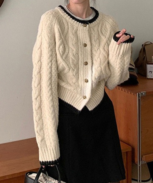 c.u.l（シーユーエル）の「ケーブル ニット ボレロ カーディガン culw867（カーディガン/ボレロ・レディース・ピンク/アイボリー・FREE）」の3枚目の写真