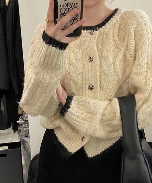 c.u.l（シーユーエル）の「ケーブル ニット ボレロ カーディガン culw867（カーディガン/ボレロ・レディース・ピンク/アイボリー・FREE）」の4枚目の写真