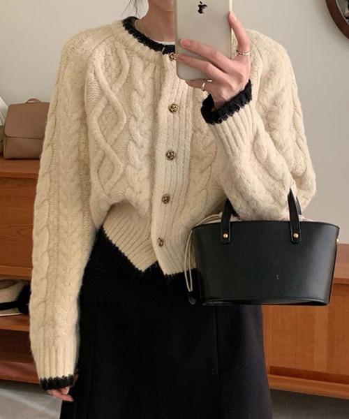 c.u.l（シーユーエル）の「ケーブル ニット ボレロ カーディガン culw867（カーディガン/ボレロ・レディース・ピンク/アイボリー・FREE）」の5枚目の写真