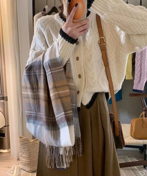 c.u.l（シーユーエル）の「ケーブル ニット ボレロ カーディガン culw867（カーディガン/ボレロ・レディース・ピンク/アイボリー・FREE）」の7枚目の写真