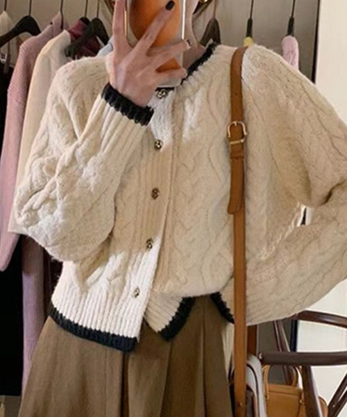 c.u.l（シーユーエル）の「ケーブル ニット ボレロ カーディガン culw867（カーディガン/ボレロ・レディース・ピンク/アイボリー・FREE）」の8枚目の写真