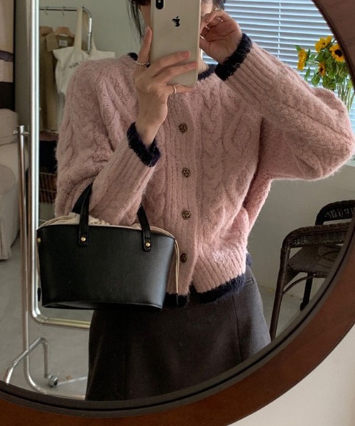 c.u.l（シーユーエル）の「ケーブル ニット ボレロ カーディガン culw867（カーディガン/ボレロ・レディース・ピンク/アイボリー・FREE）」の11枚目の写真