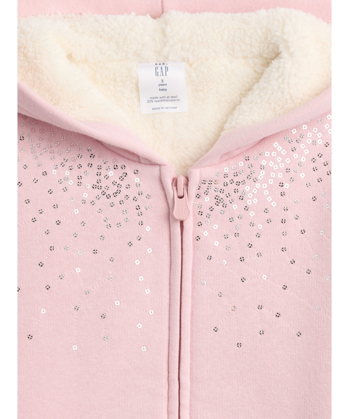 VYBES スパンコール付き ピンクパーカー セール】裏ボア スパンコール ジップアップパーカー (幼児・ベビー