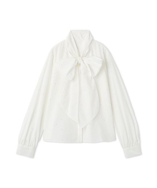 FURFUR（ファーファー）の「ビジュー付きボウタイブラウス（シャツ/ブラウス・レディース・ブルー/ブラック/ホワイト・F）」の2枚目の写真