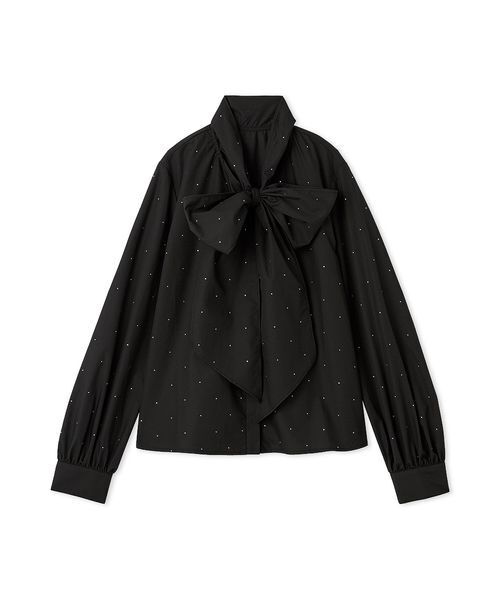 FURFUR（ファーファー）の「ビジュー付きボウタイブラウス（シャツ/ブラウス・レディース・ブルー/ブラック/ホワイト・F）」の3枚目の写真