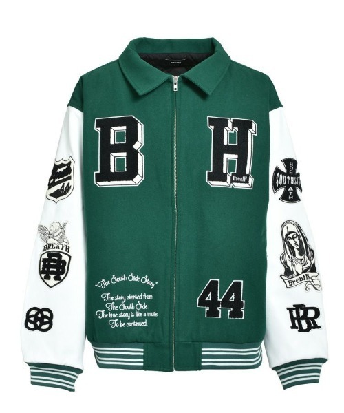 BREATH】BH PATCH STADIUM JACKET / グリーン [BR25AW-O0002]（ダウン 