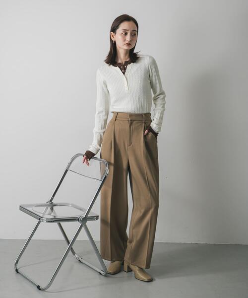 SENSE OF PLACE by URBAN RESEARCH（センスオブプレイスバイアーバンリサーチ）の「『洗濯可』シシュウヘンリーネックミニケーブルセーター（ニット/セーター・レディース・アイボリー/グレー/レッド/ネイビー・ONE）」の10枚目の写真