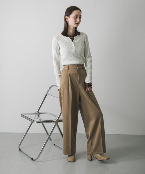 SENSE OF PLACE by URBAN RESEARCH（センスオブプレイスバイアーバンリサーチ）の「『洗濯可』シシュウヘンリーネックミニケーブルセーター（ニット/セーター・レディース・アイボリー/グレー/レッド/ネイビー・ONE）」の11枚目の写真