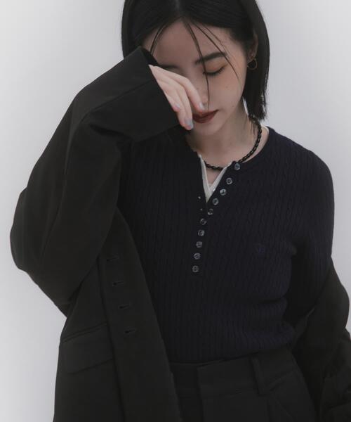 SENSE OF PLACE by URBAN RESEARCH（センスオブプレイスバイアーバンリサーチ）の「『洗濯可』シシュウヘンリーネックミニケーブルセーター（ニット/セーター・レディース・アイボリー/グレー/レッド/ネイビー・ONE）」の22枚目の写真