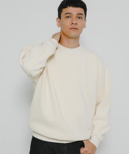 URBAN RESEARCH Sonny Label(アーバンリサーチサニーレーベル)の「裏起毛ワッフルリラックスフィットプルオーバー(Tシャツ/カットソー・メンズ・カーキ/オフホワイト/チャコールグレー・MEDIUM/LARGE/X-LARGE)」の2枚目の写真