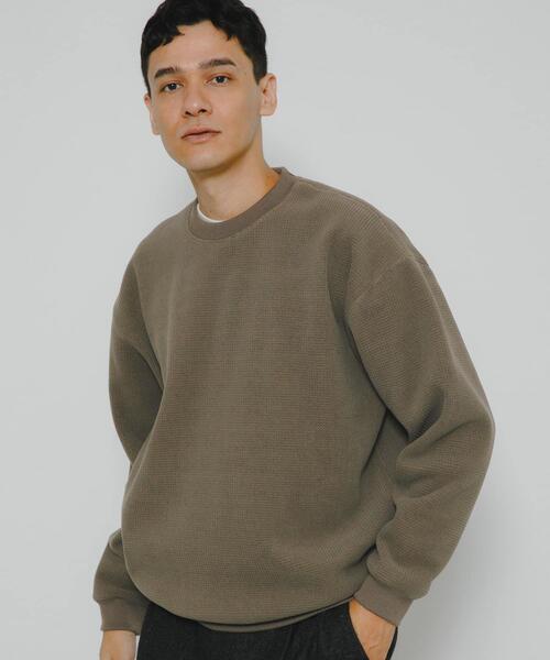 URBAN RESEARCH Sonny Label(アーバンリサーチサニーレーベル)の「裏起毛ワッフルリラックスフィットプルオーバー(Tシャツ/カットソー・メンズ・カーキ/オフホワイト/チャコールグレー・MEDIUM/LARGE/X-LARGE)」の3枚目の写真