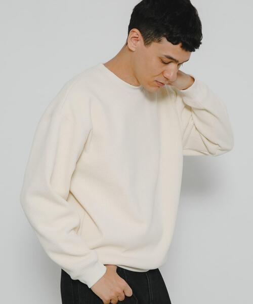 URBAN RESEARCH Sonny Label(アーバンリサーチサニーレーベル)の「裏起毛ワッフルリラックスフィットプルオーバー(Tシャツ/カットソー・メンズ・カーキ/オフホワイト/チャコールグレー・MEDIUM/LARGE/X-LARGE)」の8枚目の写真