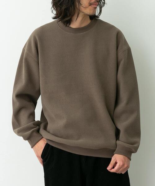 URBAN RESEARCH Sonny Label（アーバンリサーチサニーレーベル）の「裏起毛ワッフルリラックスフィットプルオーバー（Tシャツ/カットソー・メンズ・カーキ/オフホワイト/チャコールグレー・MEDIUM/LARGE/X-LARGE）」の14枚目の写真