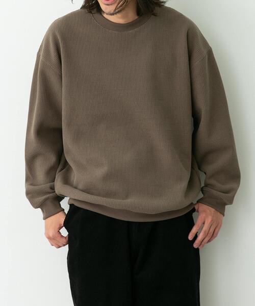 URBAN RESEARCH Sonny Label（アーバンリサーチサニーレーベル）の「裏起毛ワッフルリラックスフィットプルオーバー（Tシャツ/カットソー・メンズ・カーキ/オフホワイト/チャコールグレー・MEDIUM/LARGE/X-LARGE）」の13枚目の写真