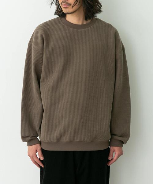URBAN RESEARCH Sonny Label（アーバンリサーチサニーレーベル）の「裏起毛ワッフルリラックスフィットプルオーバー（Tシャツ/カットソー・メンズ・カーキ/オフホワイト/チャコールグレー・MEDIUM/LARGE/X-LARGE）」の6枚目の写真