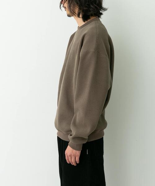 URBAN RESEARCH Sonny Label（アーバンリサーチサニーレーベル）の「裏起毛ワッフルリラックスフィットプルオーバー（Tシャツ/カットソー・メンズ・カーキ/オフホワイト/チャコールグレー・MEDIUM/LARGE/X-LARGE）」の7枚目の写真