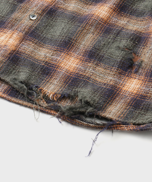 Anachronorm（アナクロノーム）の「ANACHRONORM / アナクロノーム SMU OMBRE CHECK DAMAGED NEL（シャツ/ブラウス・メンズ・カーキ・MEDIUM/LARGE）」の3枚目の写真