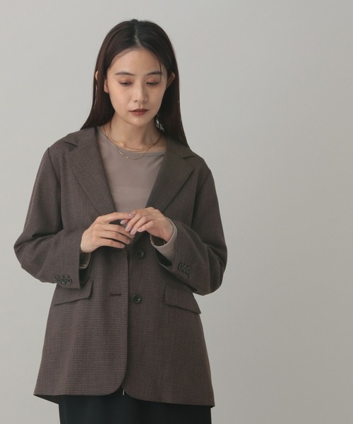 GLOBAL WORK（グローバルワーク）の「MATINEE LINE/ウールライク/シングルジャケット/601510（テーラードジャケット・レディース・ベージュ/ブラウン系9/ブラック・SMALL/MEDIUM/LARGE）」の14枚目の写真