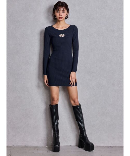 GYDA（ジェイダ）の「GD bijou MOLDニットワンピース（ワンピース・レディース・ブラック/ネイビー・FREE）」の19枚目の写真