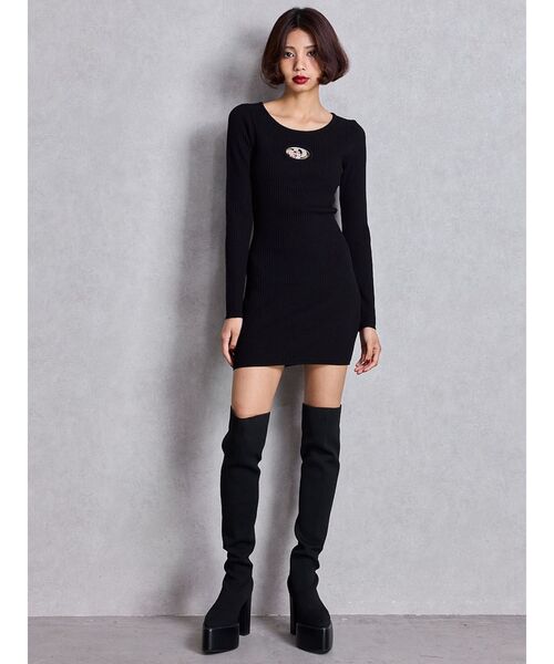 GYDA（ジェイダ）の「GD bijou MOLDニットワンピース（ワンピース・レディース・ブラック/ネイビー・FREE）」の15枚目の写真