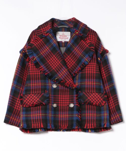 ﾛｰﾋﾞﾝｸﾞﾁｪｯｸﾌﾘﾝｼﾞﾗｳﾝﾄﾞｶﾗｰﾋﾟｰｺｰﾄ（その他アウター）｜Vivienne