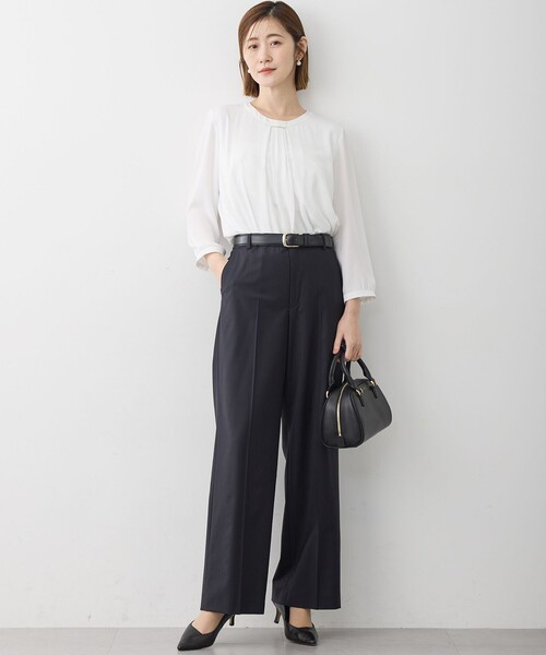 23区 S（ニジュウサンクチイサイサイズ）の「ファインネスウール ワイド パンツ（スラックス・レディース・ブラック系/グレー系・34/32/30）」の8枚目の写真