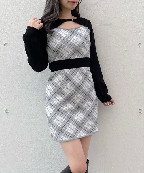 ジャガードバックリボンワンピース（ワンピース）｜abc une face（アー