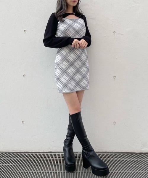 abc une face(アーベーセーアンフェイス)の「ジャガードバックリボンワンピース(ワンピース・レディース・グレー系その他/ホワイト系その他/ブルー系その他・FREE)」の17枚目の写真