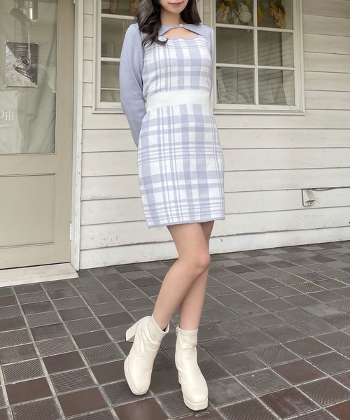 abc une face(アーベーセーアンフェイス)の「ジャガードバックリボンワンピース(ワンピース・レディース・グレー系その他/ホワイト系その他/ブルー系その他・FREE)」の22枚目の写真