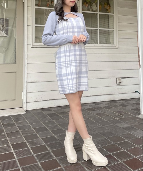 abc une face(アーベーセーアンフェイス)の「ジャガードバックリボンワンピース(ワンピース・レディース・グレー系その他/ホワイト系その他/ブルー系その他・FREE)」の21枚目の写真