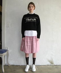 ルセラフィム ホンウンチェ着用】 PUFF HALF KNIT TOP (RED)（ニット